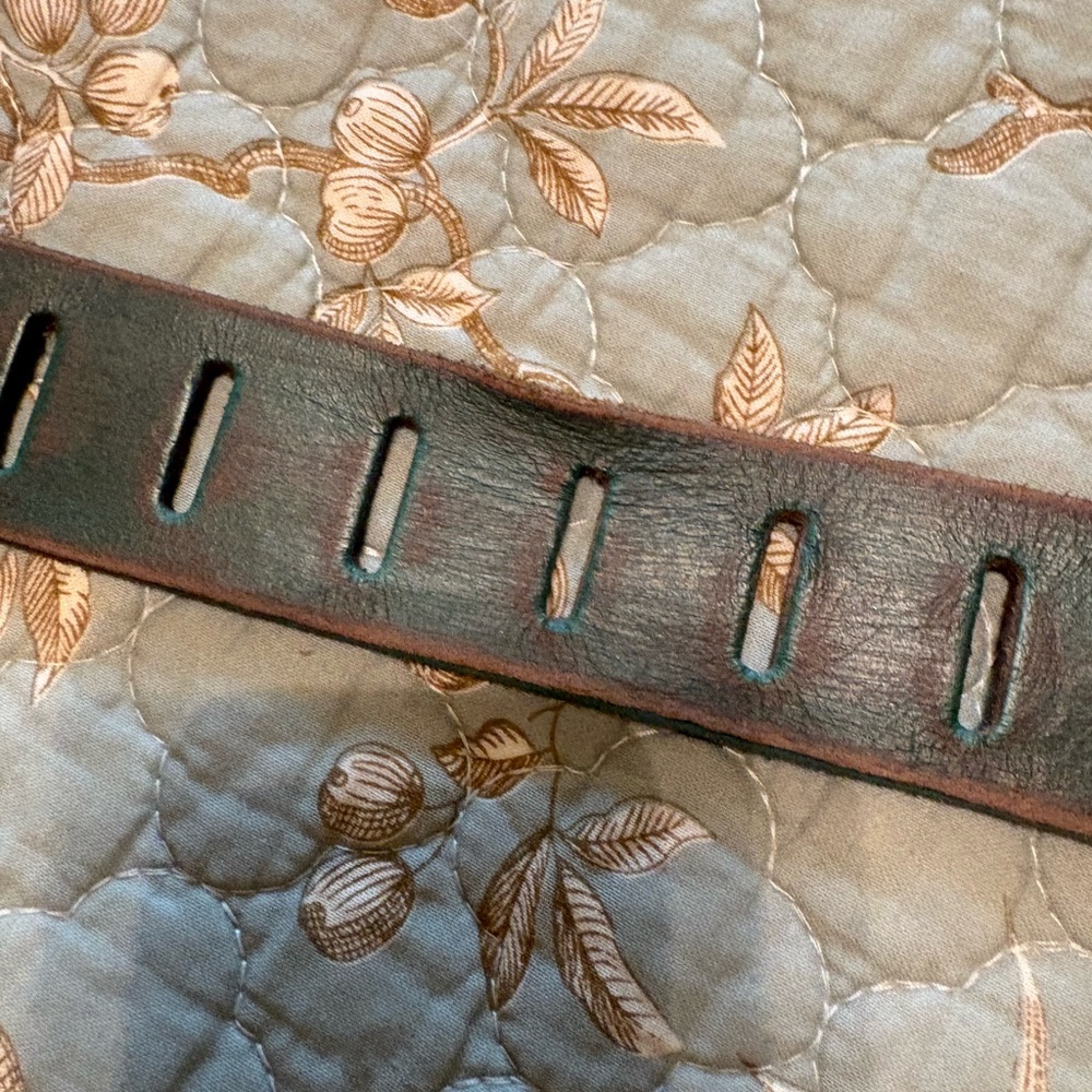 Free People We the Free Jona Belt Leather, Size M, Green with Brown - Picture 4 of 7
